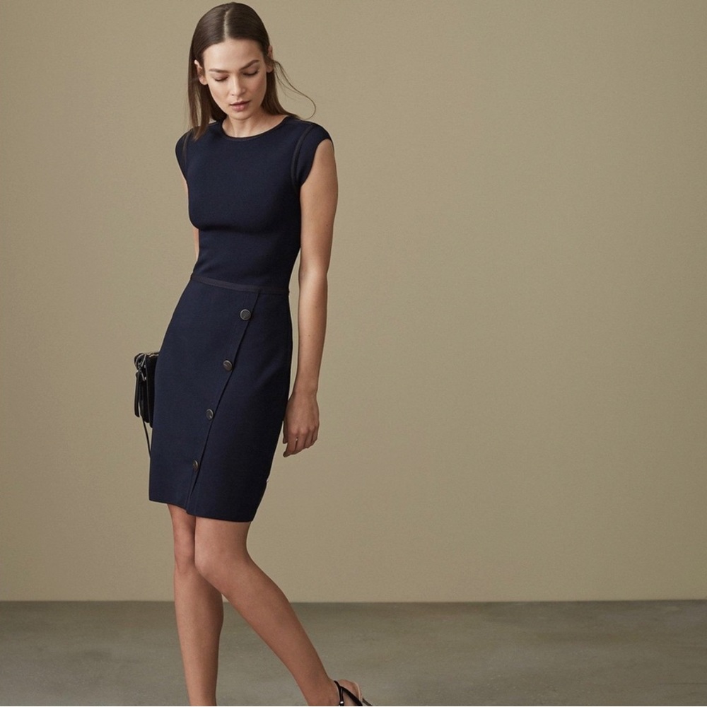 REISS Jetta Bodycon Dress in Midnight Blue